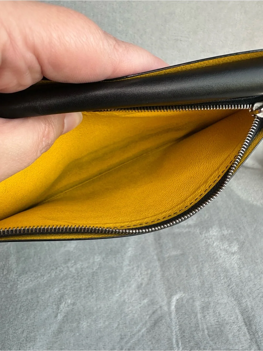 Goyard Black Goyardine Long Bifold Wallet Yellow Interior Made in France COA